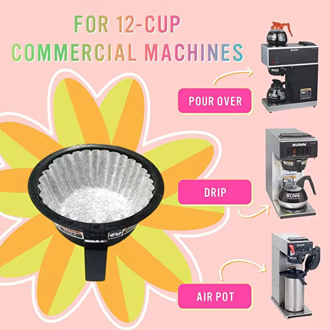 Coffee Filters 100 Count. - 12-Cup Commercial Paper Coffee Filters